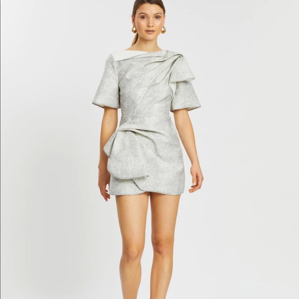 Acler- Bronte Dress black and white snake pattern